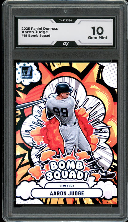 2025 Panini Donruss #18 Aaron Judge Bomb Squad Graded 10 Gem Mint - Front