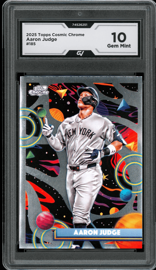 2025 Topps Cosmic Chrome #185 Aaron Judge Graded 10 Gem Mint - Front