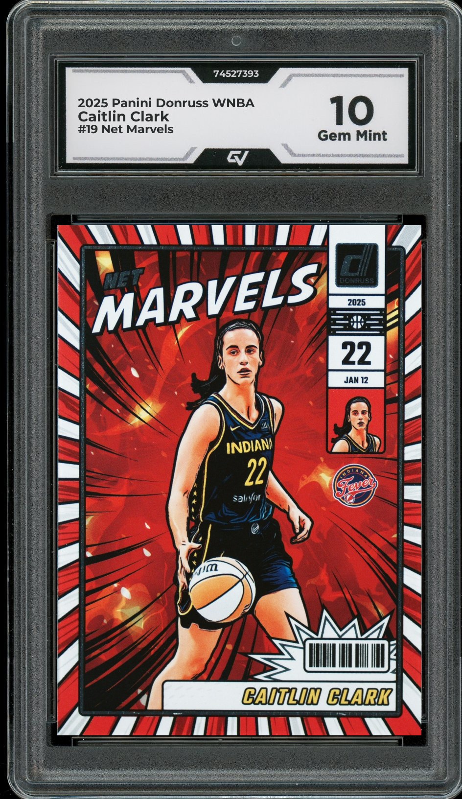 2025 Panini Donruss WNBA #19 Caitlin Clark Net Marvels Graded 10 Gem Mint - Front