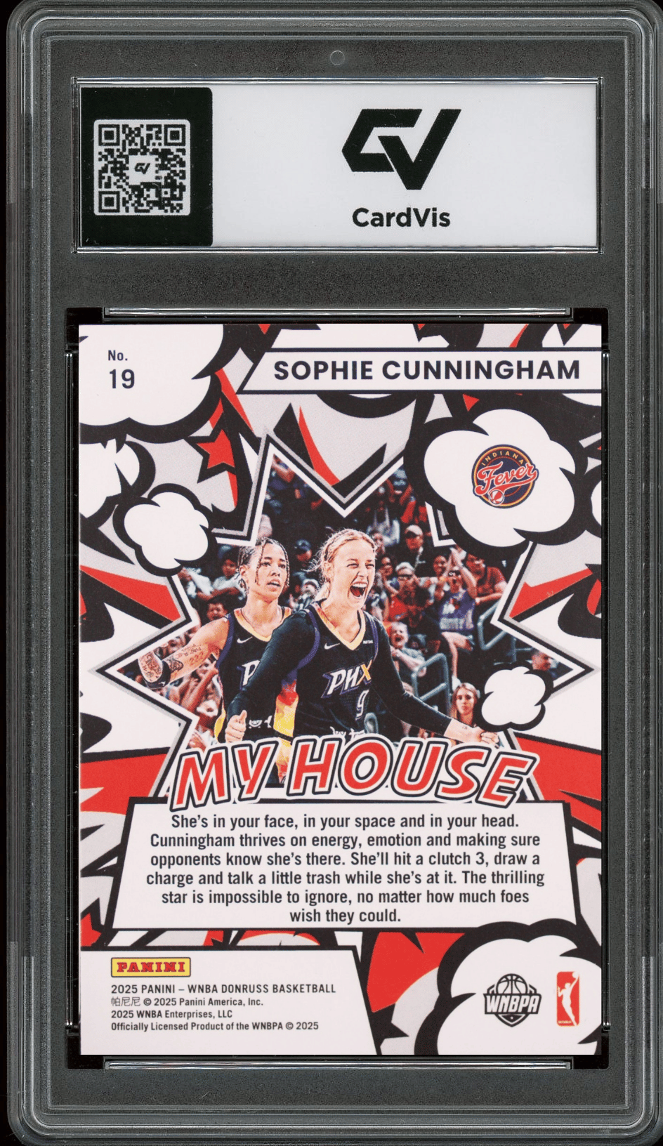 2025 Panini Donruss WNBA My House #19 Sophie Cunningham Graded 10 Gem Mint - Back