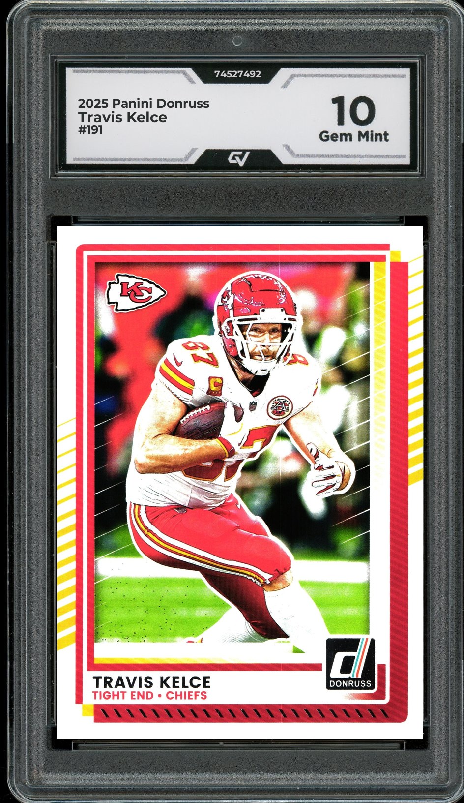 2025 Panini Donruss #191 Travis Kelce Graded 10 Gem Mint - Front