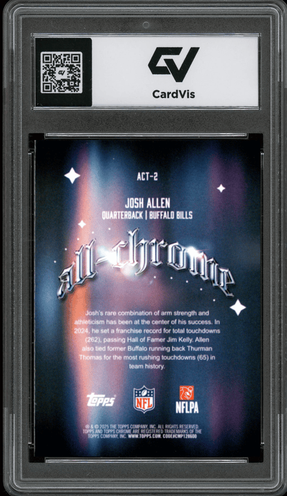 2025 Topps Chrome All Chrome Team #2 Josh Allen Graded 10 Gem Mint - Back