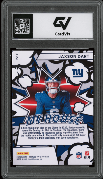 2025 Panini Donruss Optic My House #2 Jaxson Dart Graded 10 Gem Mint - Back