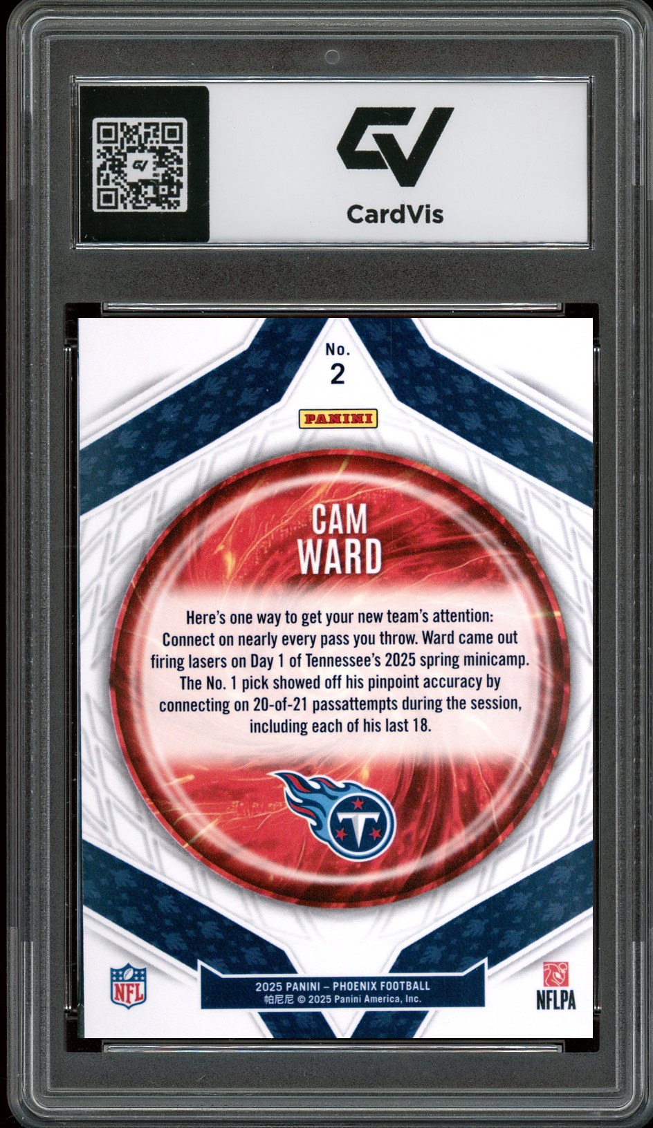 2025 Panini Phoenix #2 Cam Ward Paragon Graded 10 Gem Mint - Back