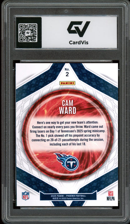 2025 Panini Phoenix #2 Cam Ward Paragon Graded 10 Gem Mint - Back