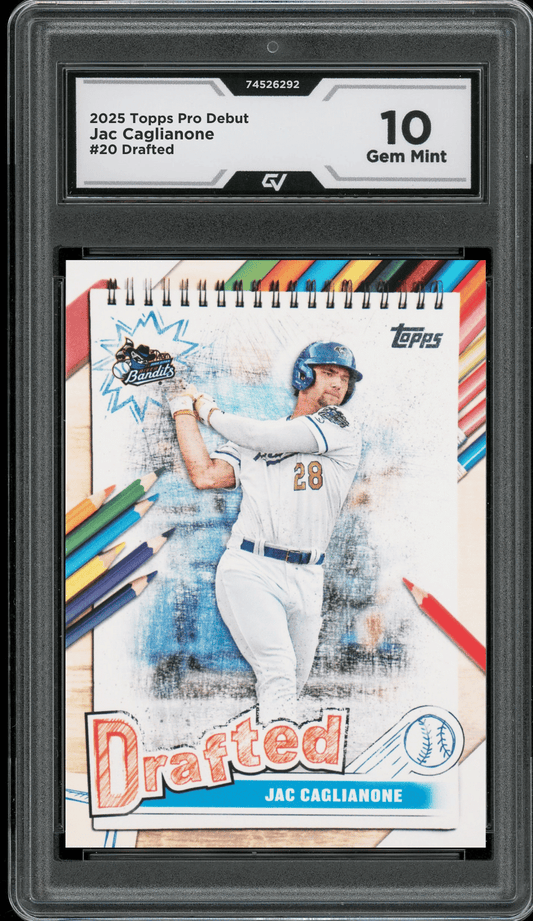 2025 Topps Pro Debut Drafted #20 Jac Caglianone Graded 10 Gem Mint - Front