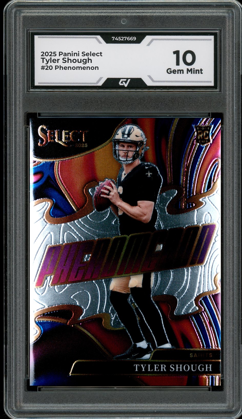2025 Panini Select #20 Tyler Shough Phenomenon Rookie Card RC Graded 10 Gem Mint - Front