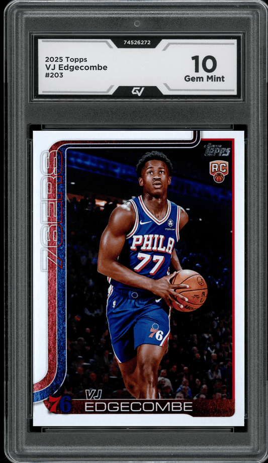 2025 Topps #203 VJ Edgecombe Graded 10 Gem Mint - Front
