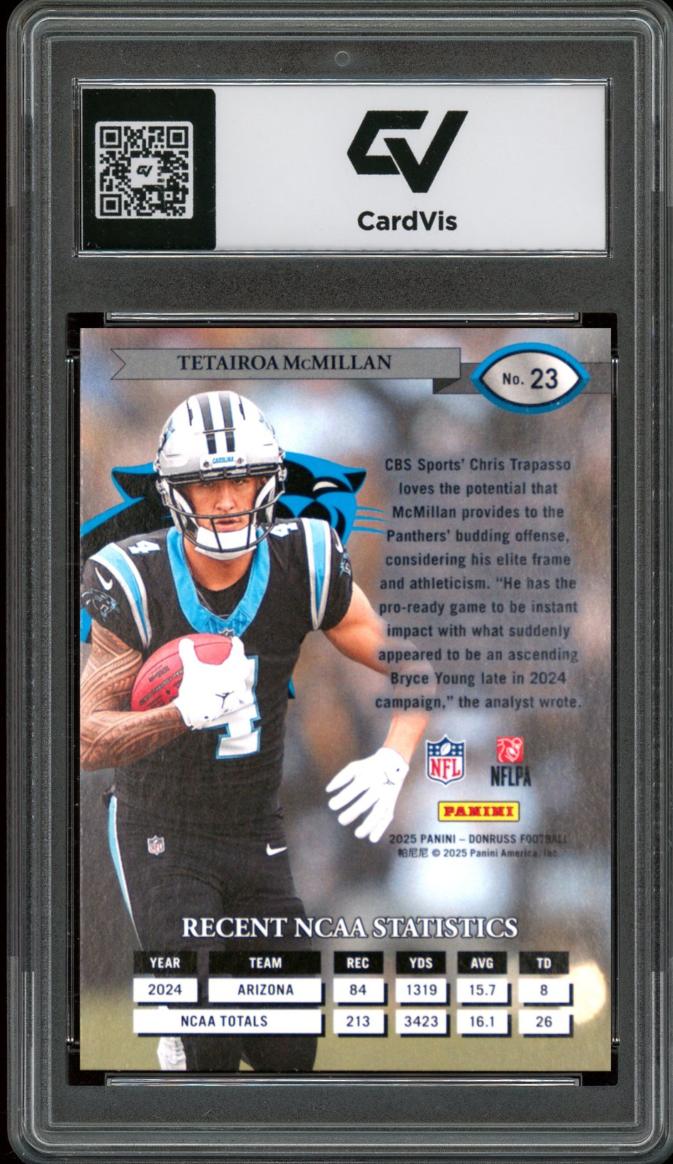 2025 Panini Donruss #23 Tetairoa Mcmillan Retro 1995 Graded 10 Gem Mint - Back