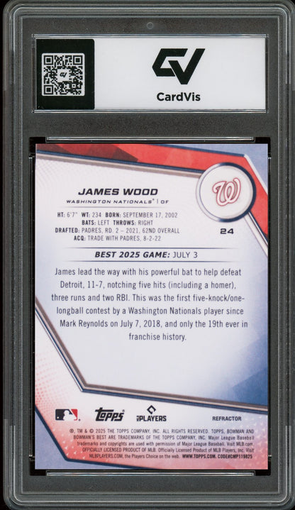 2025 Bowman's Best #24 James Wood Refractor Graded 10 Gem Mint - Back