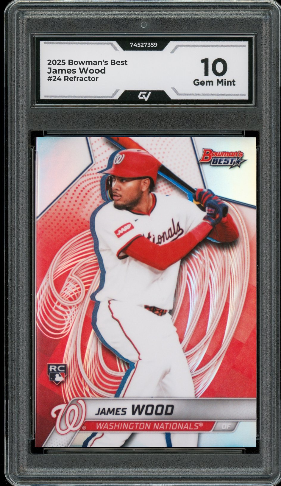 2025 Bowman's Best #24 James Wood Refractor Graded 10 Gem Mint - Front