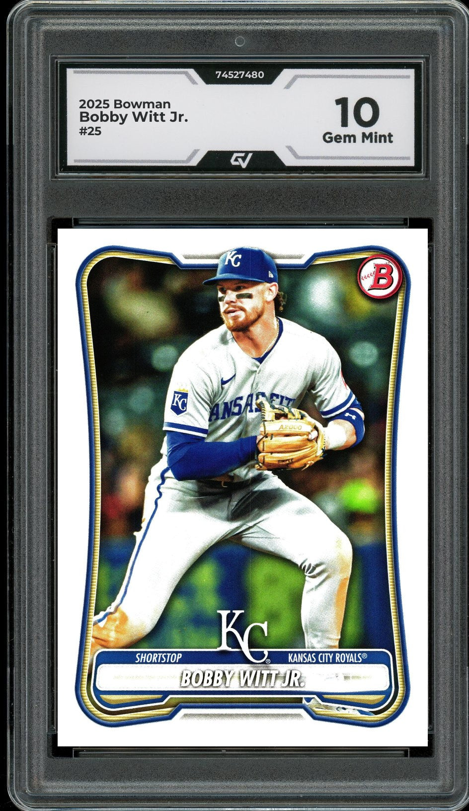 2025 Bowman #25 Bobby Witt Jr. Graded 10 Gem Mint - Front