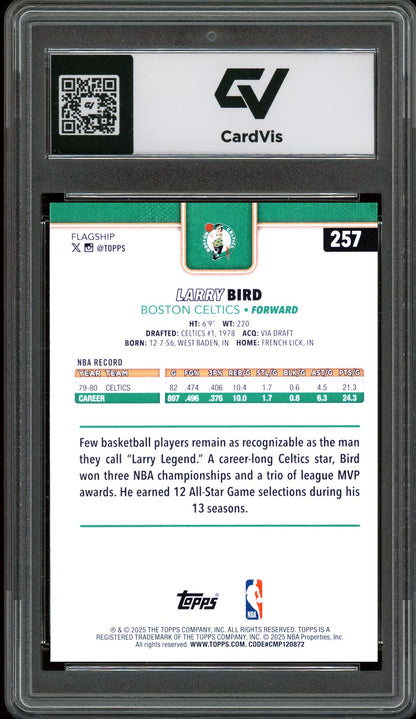 2025 Topps #257 Larry Bird Graded 10 Gem Mint - Back