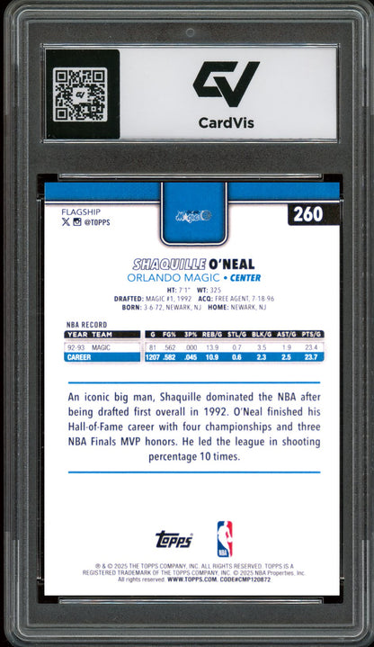 2025 Topps #260 Shaquille O'Neal Graded 10 Gem Mint - Back