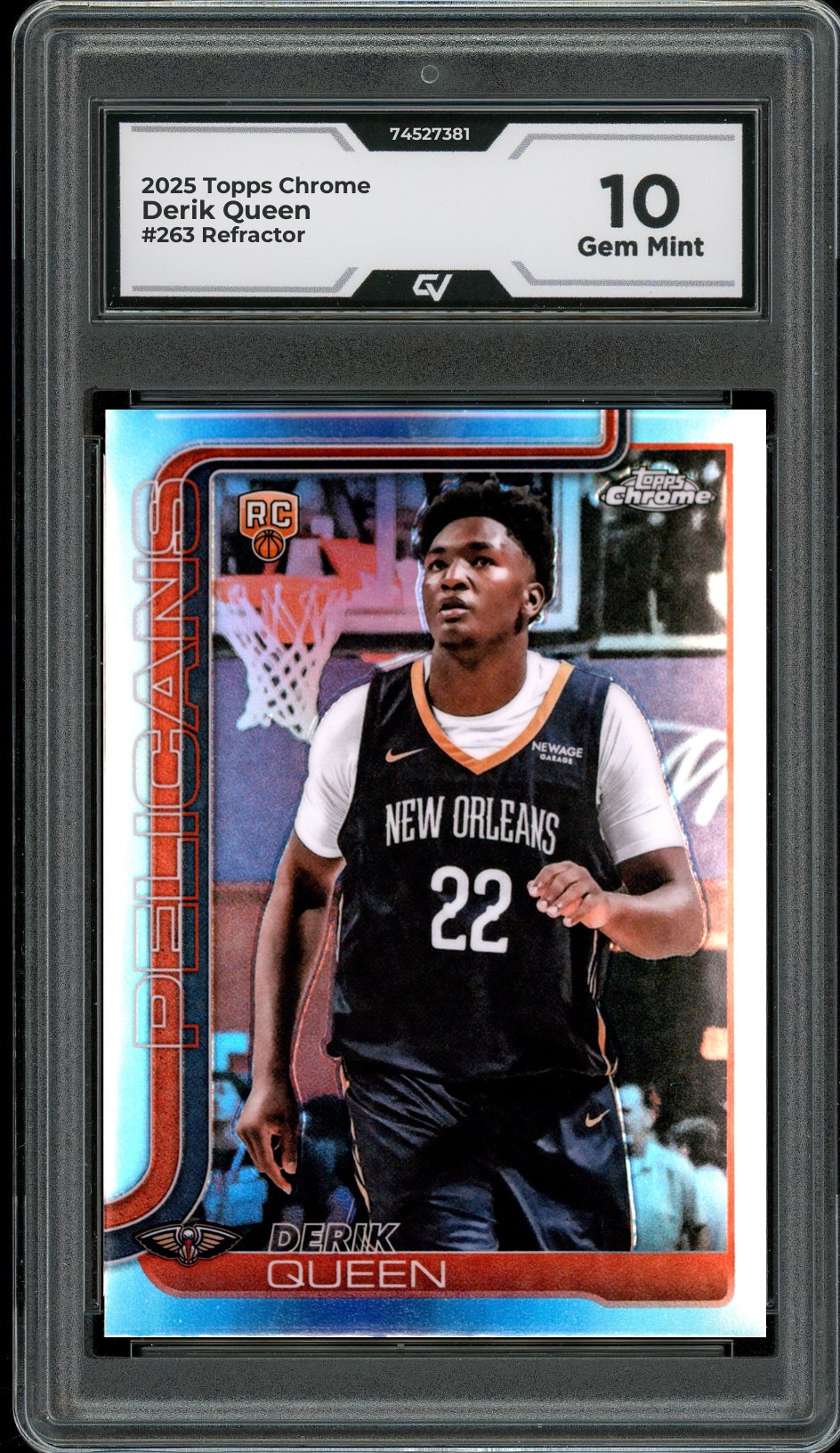 2025 Topps Chrome #263 Derik Queen Refractor Graded 10 Gem Mint - Front