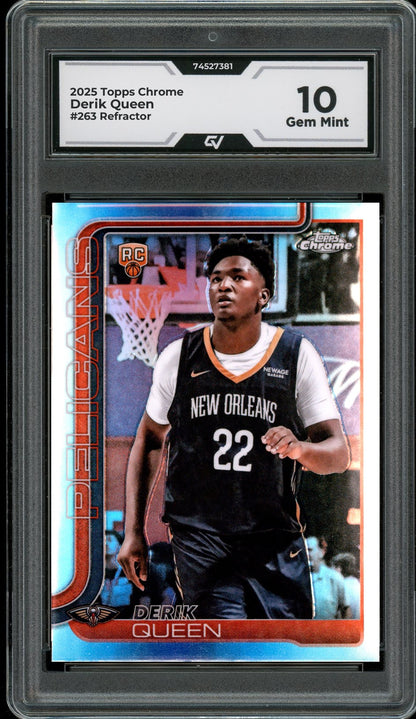2025 Topps Chrome #263 Derik Queen Refractor Graded 10 Gem Mint - Front