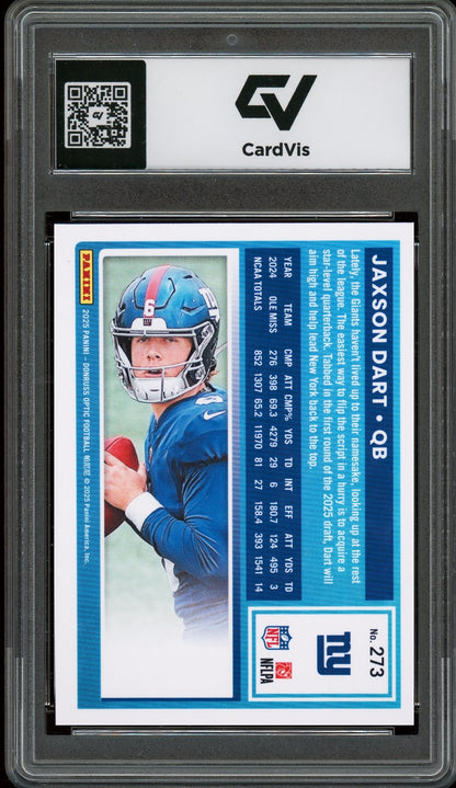 2025 Panini Donruss Optic #273 Jaxson Dart Graded 10 Gem Mint - Back