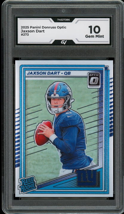 2025 Panini Donruss Optic #273 Jaxson Dart Graded 10 Gem Mint - Front