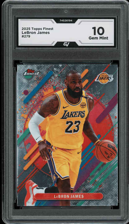 2025 Topps Finest #279 Lebron James Graded 10 Gem Mint - Front
