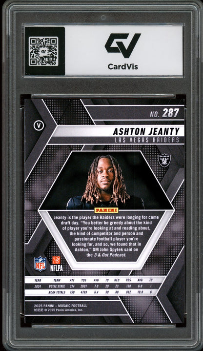 2025 Panini Mosaic #287 Ashton Jeanty Rookie Card RC Graded 10 Gem Mint - Back