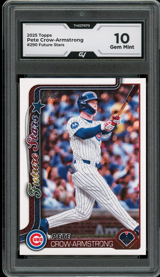 2025 Topps #290 Pete Crow-Armstrong Future Stars Graded 10 Gem Mint - Front