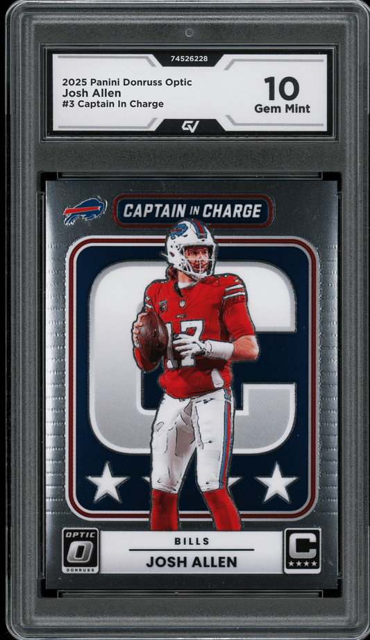 2025 Panini Donruss Optic Captain In Charge #3 Josh Allen Graded 10 Gem Mint - Front
