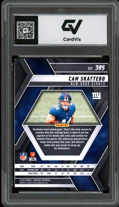 2025 Panini Mosaic #305 Cam Skattebo Graded 10 Gem Mint - Back
