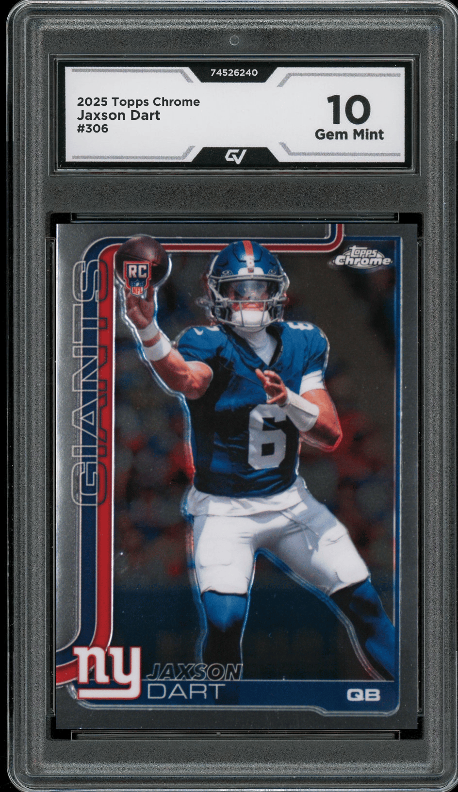 2025 Topps Chrome #306 Jaxson Dart Graded 10 Gem Mint - Front