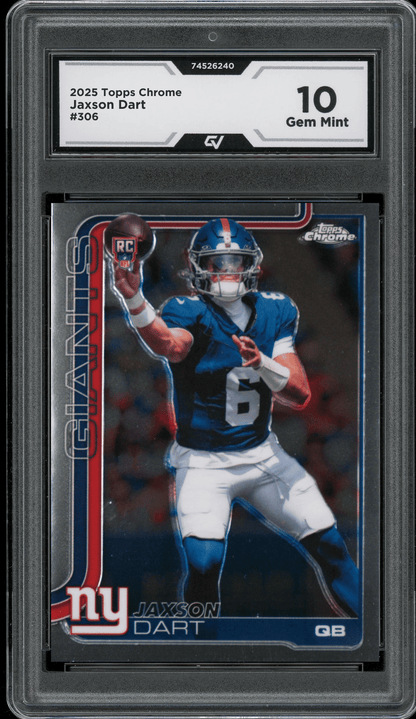 2025 Topps Chrome #306 Jaxson Dart Graded 10 Gem Mint - Front