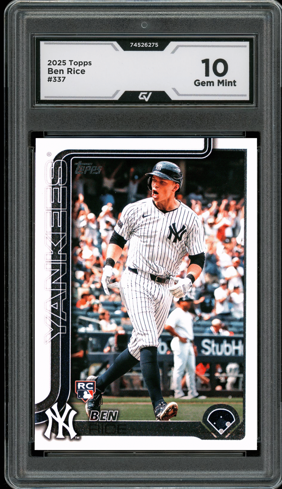 2025 Topps #337 Ben Rice Graded 10 Gem Mint - Front