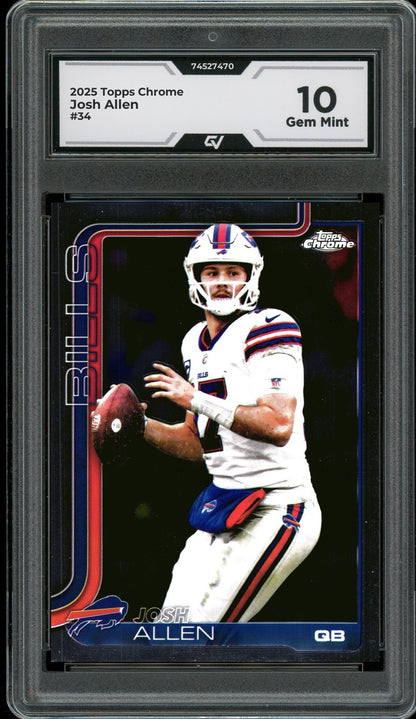 2025 Topps Chrome #34 Josh Allen Graded 10 Gem Mint - Front