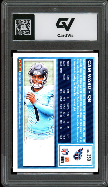 2025 Panini Donruss #350 Cam Ward Graded 10 Gem Mint - Back
