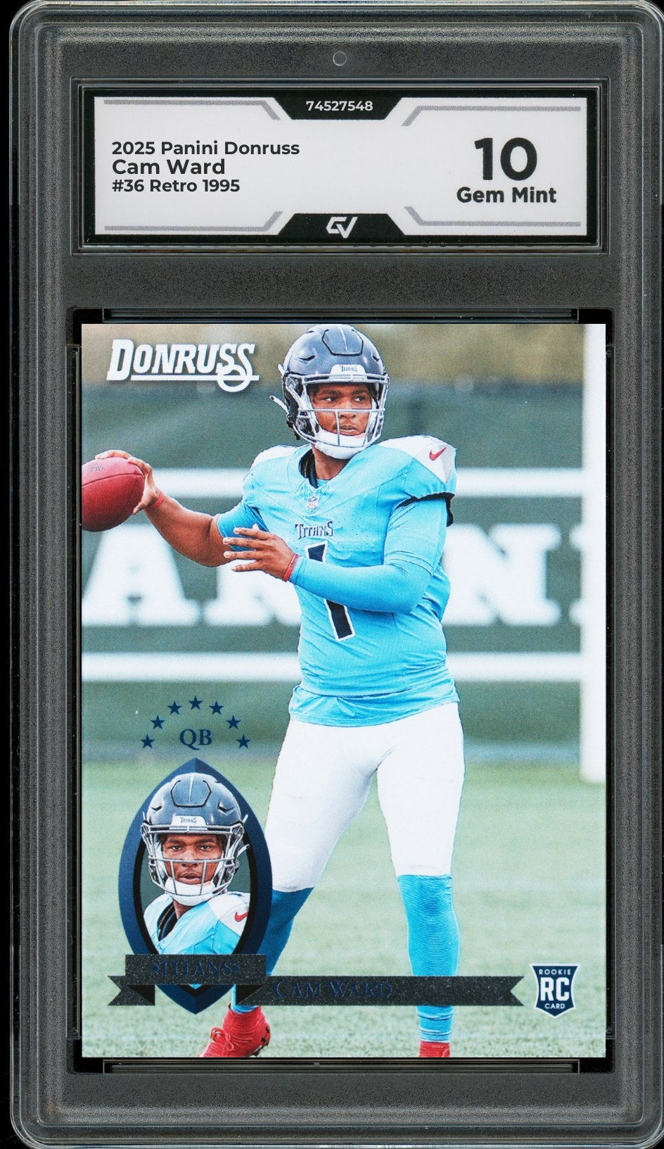 2025 Panini Donruss #36 Cam Ward Retro 1995 Graded 10 Gem Mint - Front