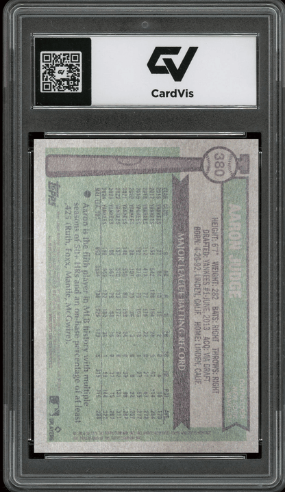 2025 Topps Heritage #380 Aaron Judge Graded 10 Gem Mint - Back