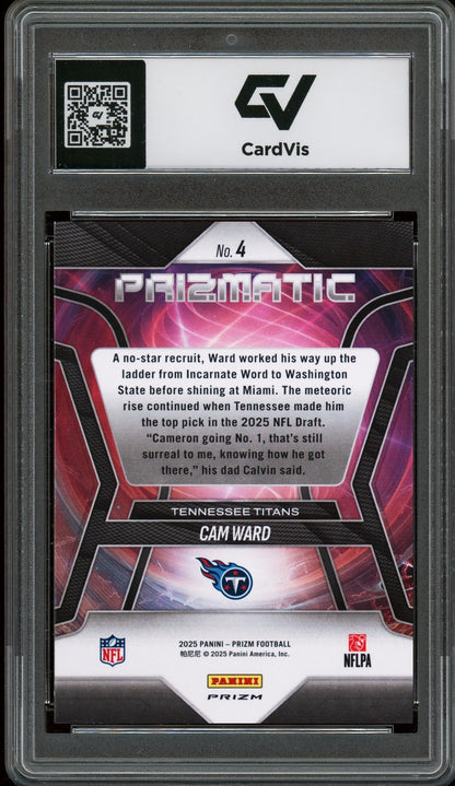 2025 Panini Prizm #4 Cam Ward Prizmatic Silver Prizm Graded 10 Gem Mint - Back