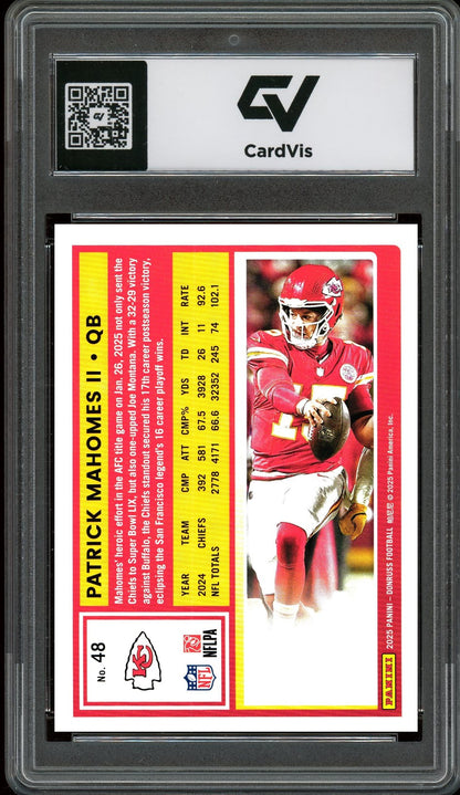2025 Panini Donruss #48 Patrick Mahomes II Graded 10 Gem Mint - Back
