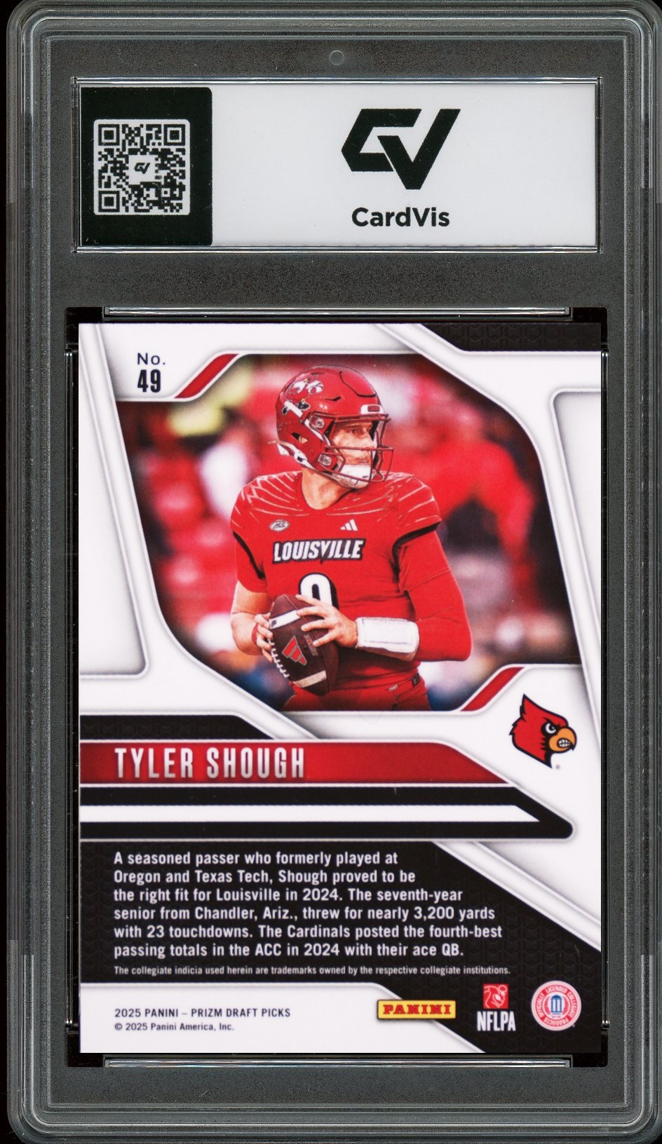 2025 Panini Prizm Draft Picks #49 Tyler Shough Rookie Card RC Graded 10 Gem Mint - Back