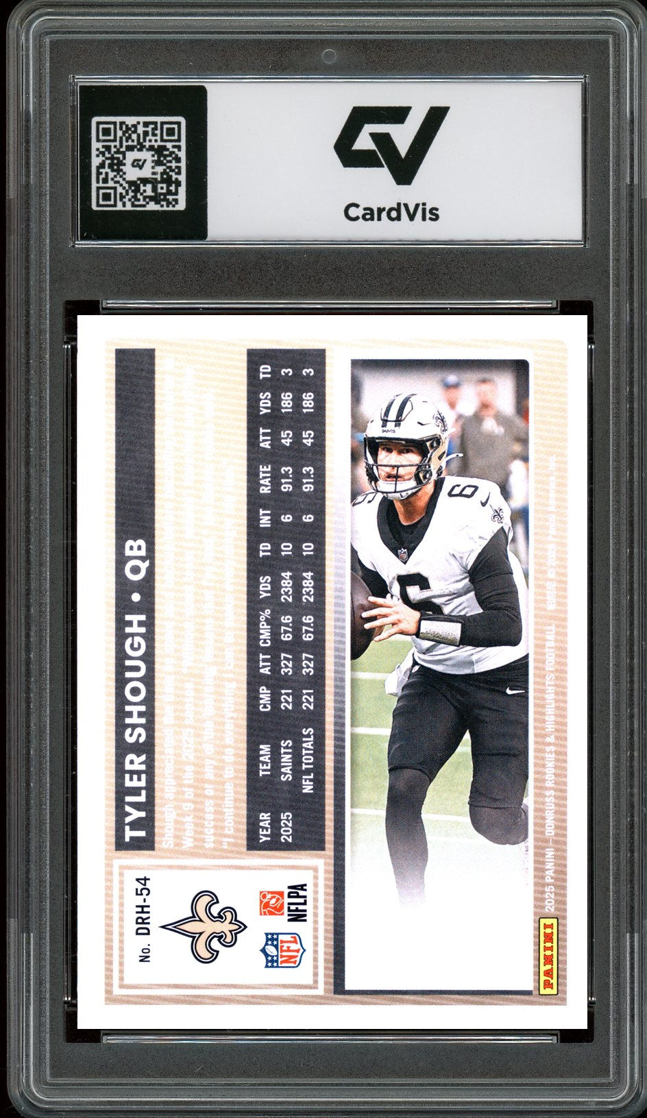2025 Donruss #54 Tyler Shough The Rookies Rookie Card RC Graded 10 Gem Mint - Back