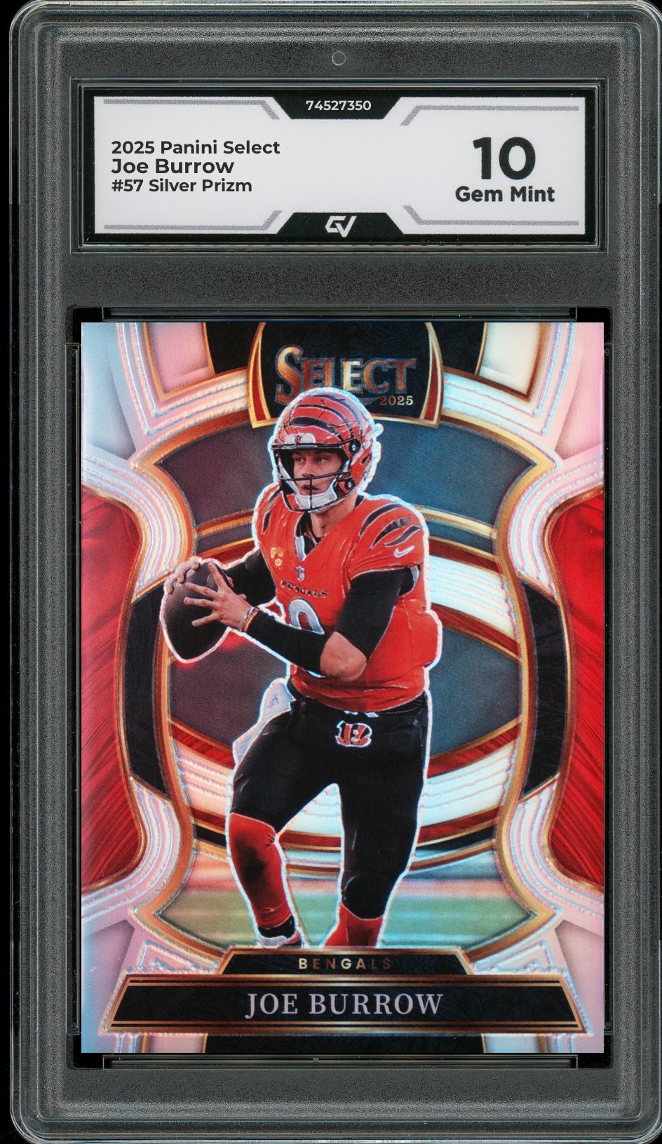 2025 Panini Select #57 Joe Burrow Silver Prizm Graded 10 Gem Mint - Front