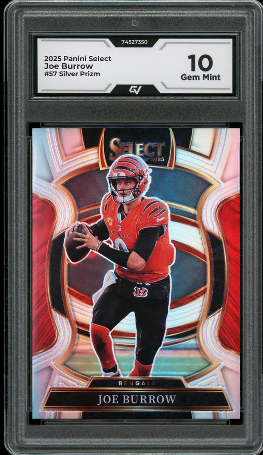 2025 Panini Select #57 Joe Burrow Silver Prizm Graded 10 Gem Mint - Front