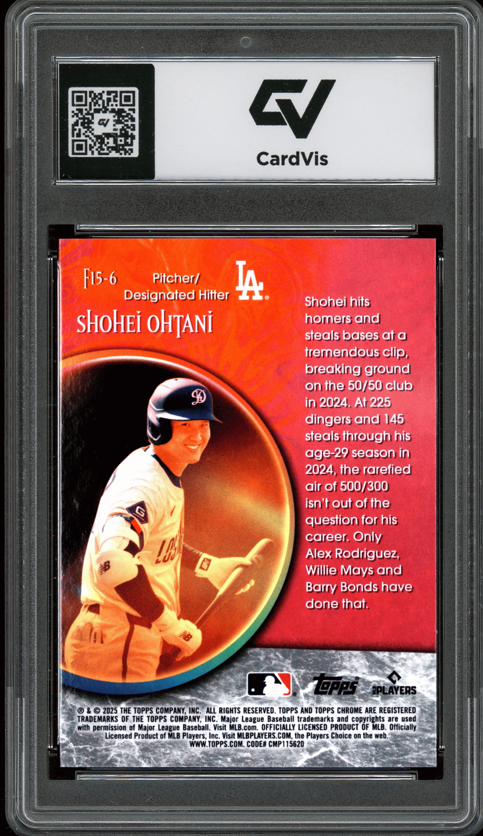 2025 Topps Chrome Update Fortune 15 #6 Shohei Ohtani Graded 10 Gem Mint - Back