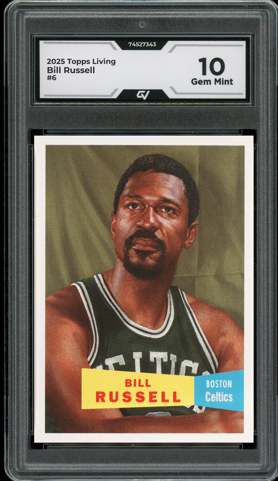 2025 Topps Living #6 Bill Russell Graded 10 Gem Mint - Front