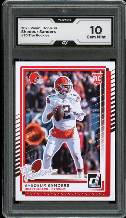 2025 Panini Donruss #70 Shedeur Sanders The Rookies Graded 10 Gem Mint - Front