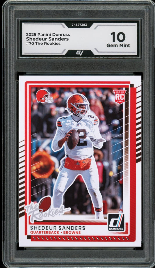 2025 Panini Donruss #70 Shedeur Sanders The Rookies Graded 10 Gem Mint - Front