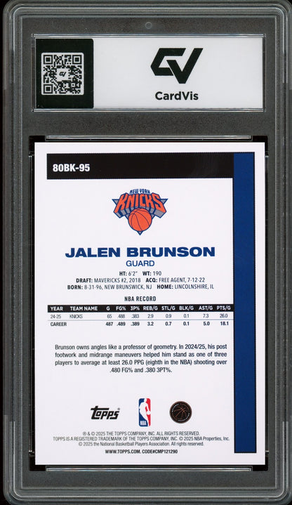 2025 Topps 1980-81 #80BK-95 Jalen Brunson Graded 10 Gem Mint - Back