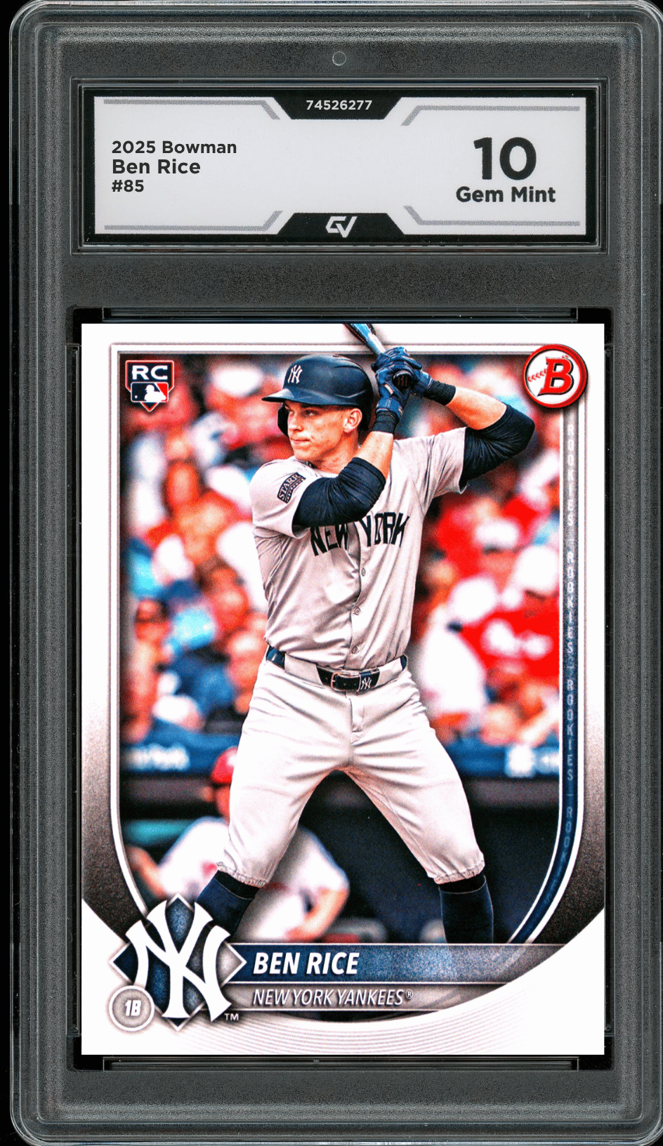 2025 Bowman #85 Ben Rice Graded 10 Gem Mint - Front