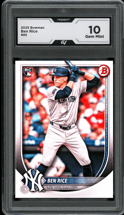 2025 Bowman #85 Ben Rice Graded 10 Gem Mint - Front