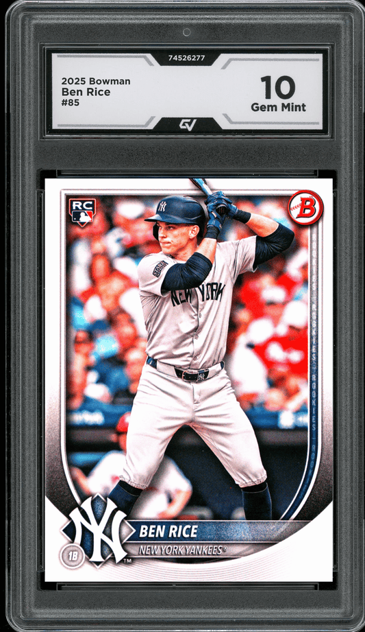 2025 Bowman #85 Ben Rice Graded 10 Gem Mint - Front