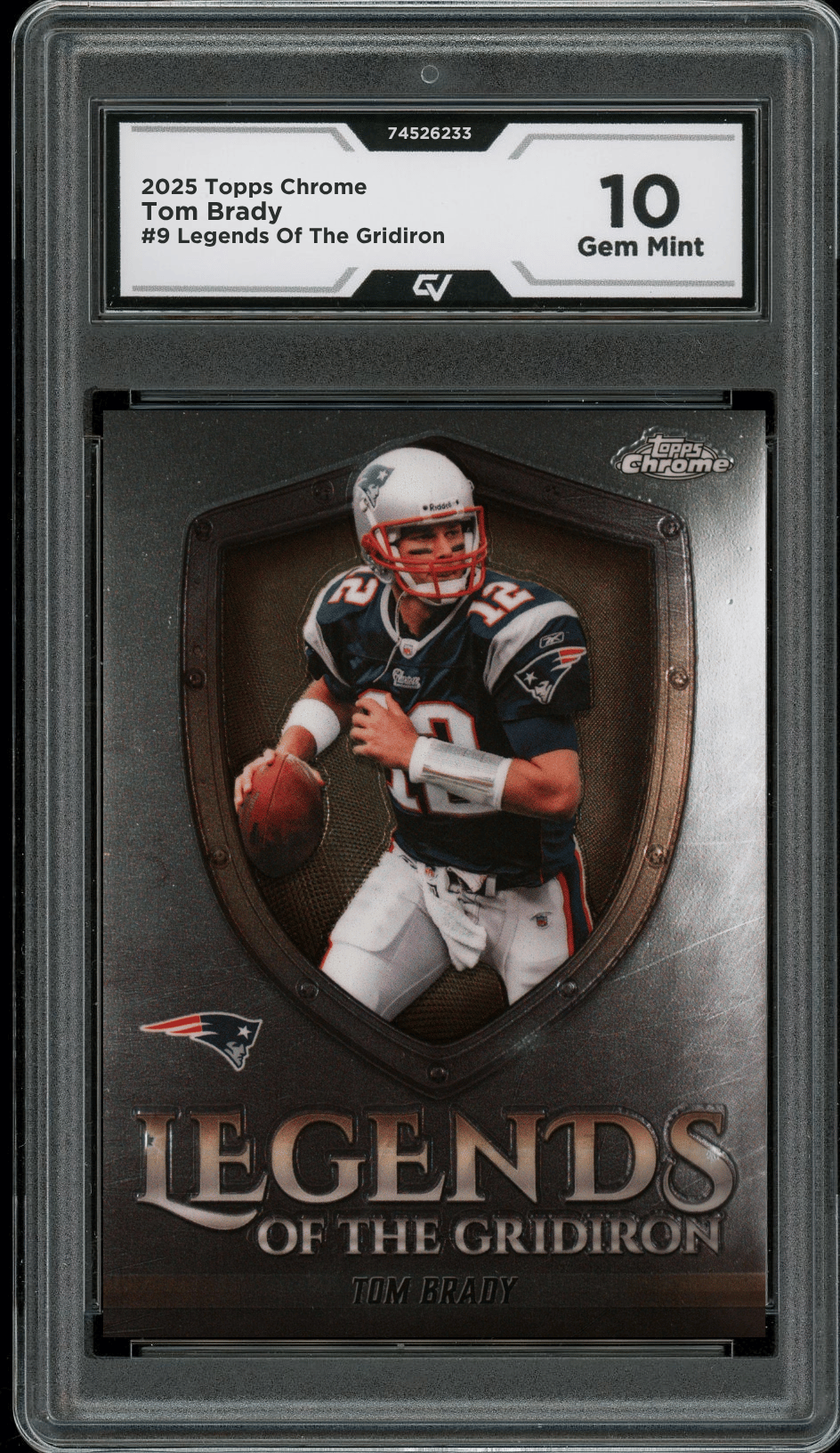 2025 Topps Chrome Legends Of The Gridiron #9 Tom Brady Graded 10 Gem Mint - Front