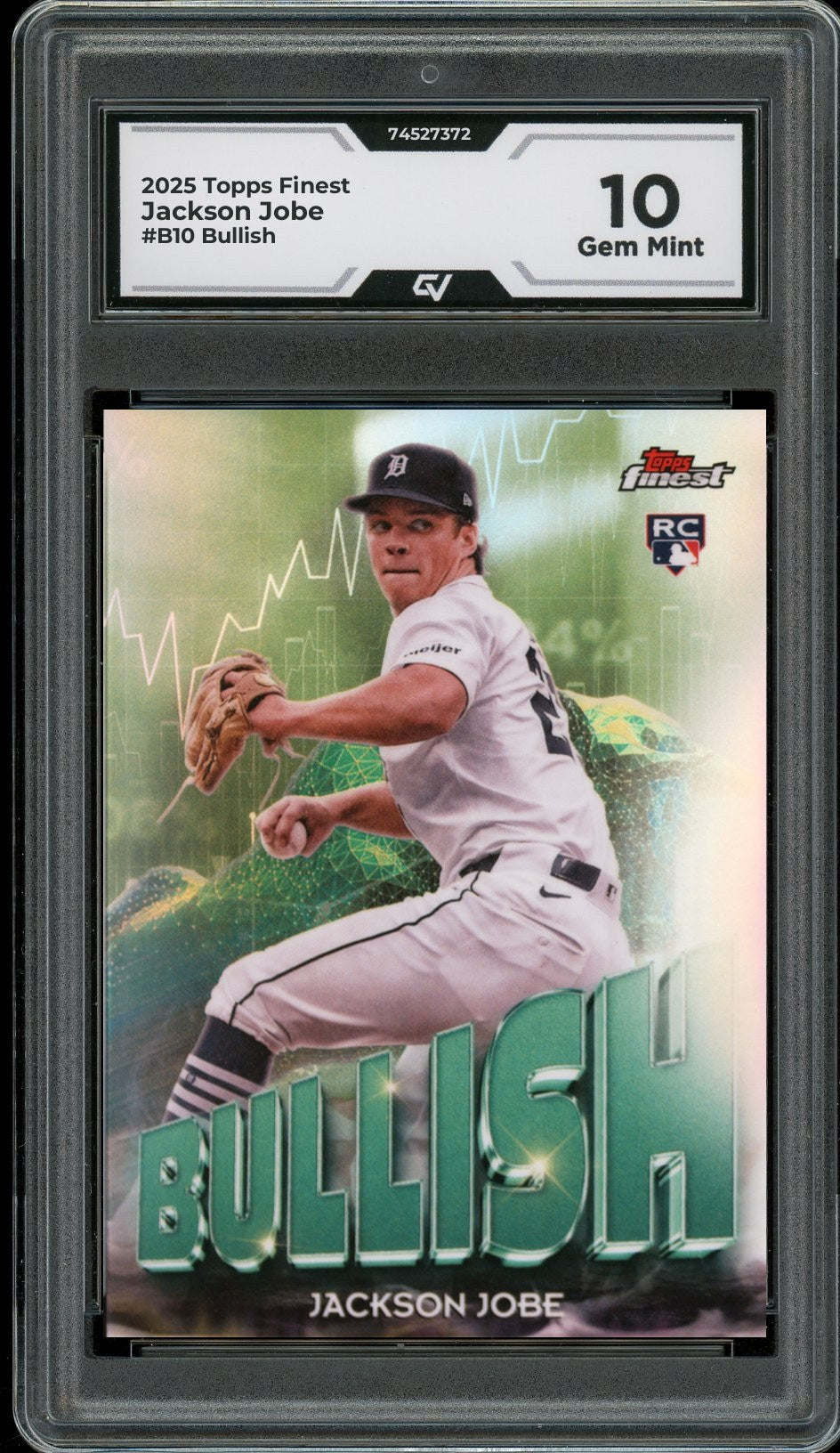 2025 Topps Finest #B10 Jackson Jobe Bullish Graded 10 Gem Mint - Front